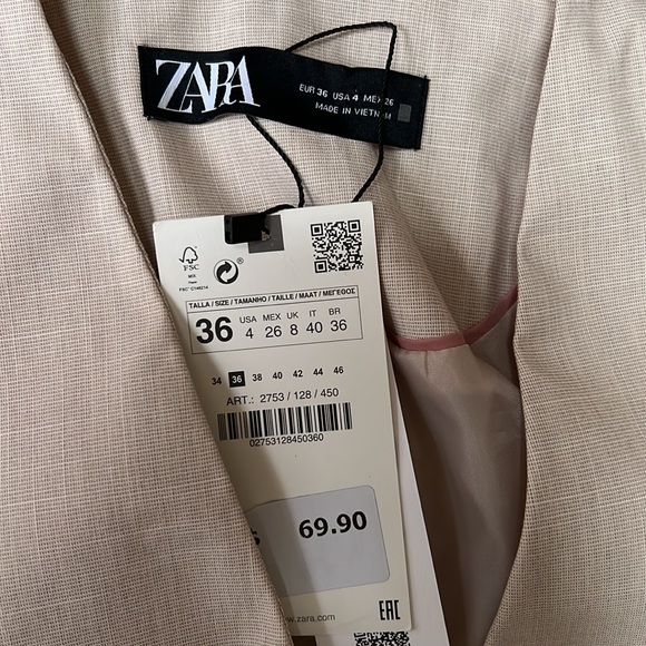 NWT Zara Tan Blazer US 4 - Picture 2 of 3